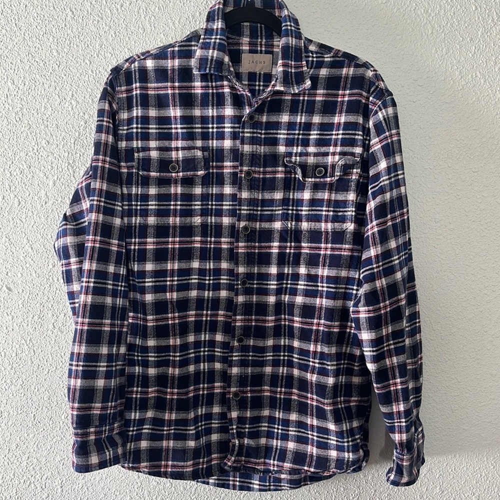 Jach's Heavyweight Flannel Shirt Blue/White SZ Medium